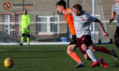 Chris Mochrie fighting the midfield battle for United
