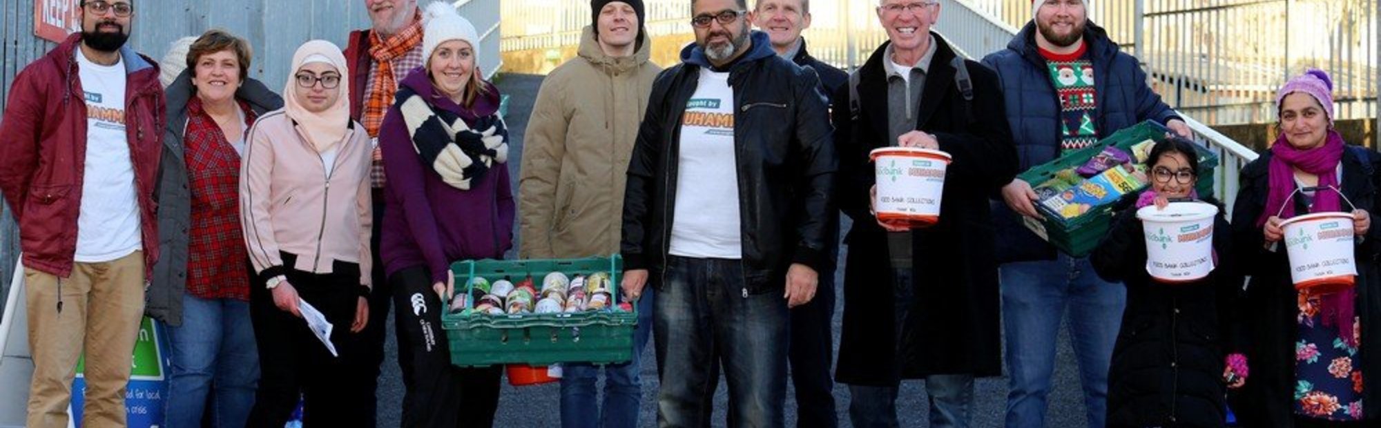 Foodbank collectors at the Eddie Thompson Stand on Saturday